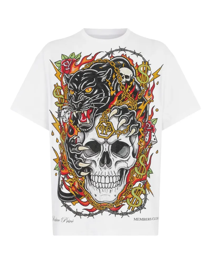 Philipp Plein T-Shirt mit Totenkopf-Print - Weiß Weiß