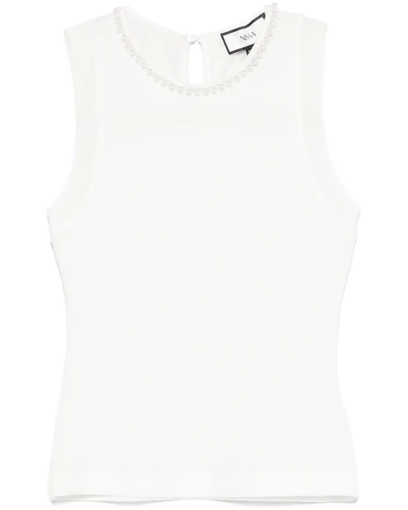 NISSA Tanktop mit Kunstperlen - Weiß Weiß