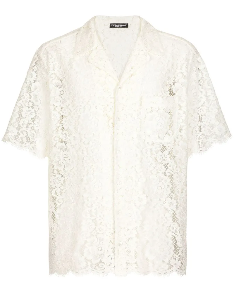 Dolce & Gabbana Semi-transparentes Hemd aus Spitze - Weiß Weiß