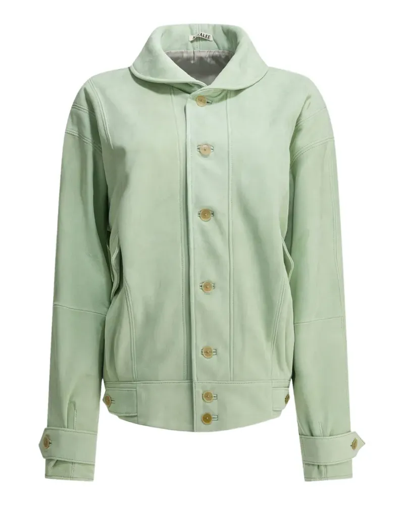 AURALEE spread collar button-up suede jacket - Grün Grün