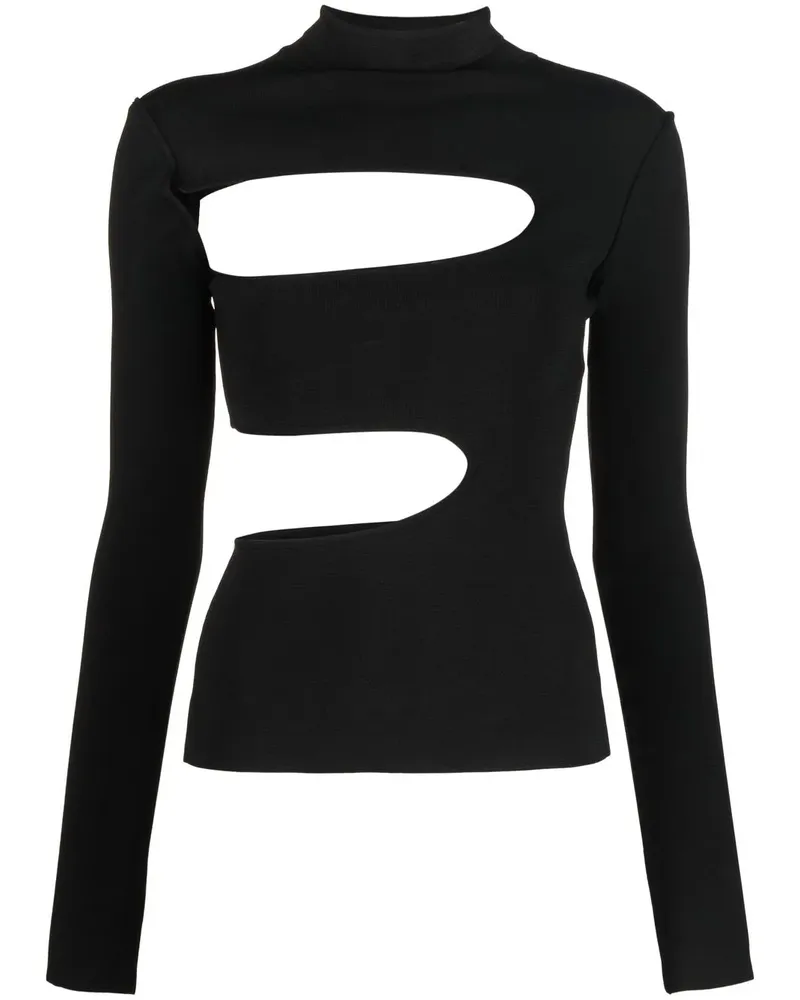 Roberto Cavalli Langarmshirt mit Cut-Outs - Schwarz Schwarz