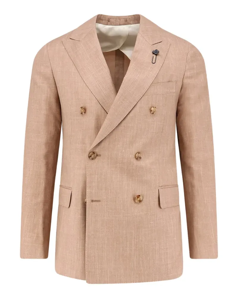 LARDINI double-breasted peak-lapel blazer - Braun Braun