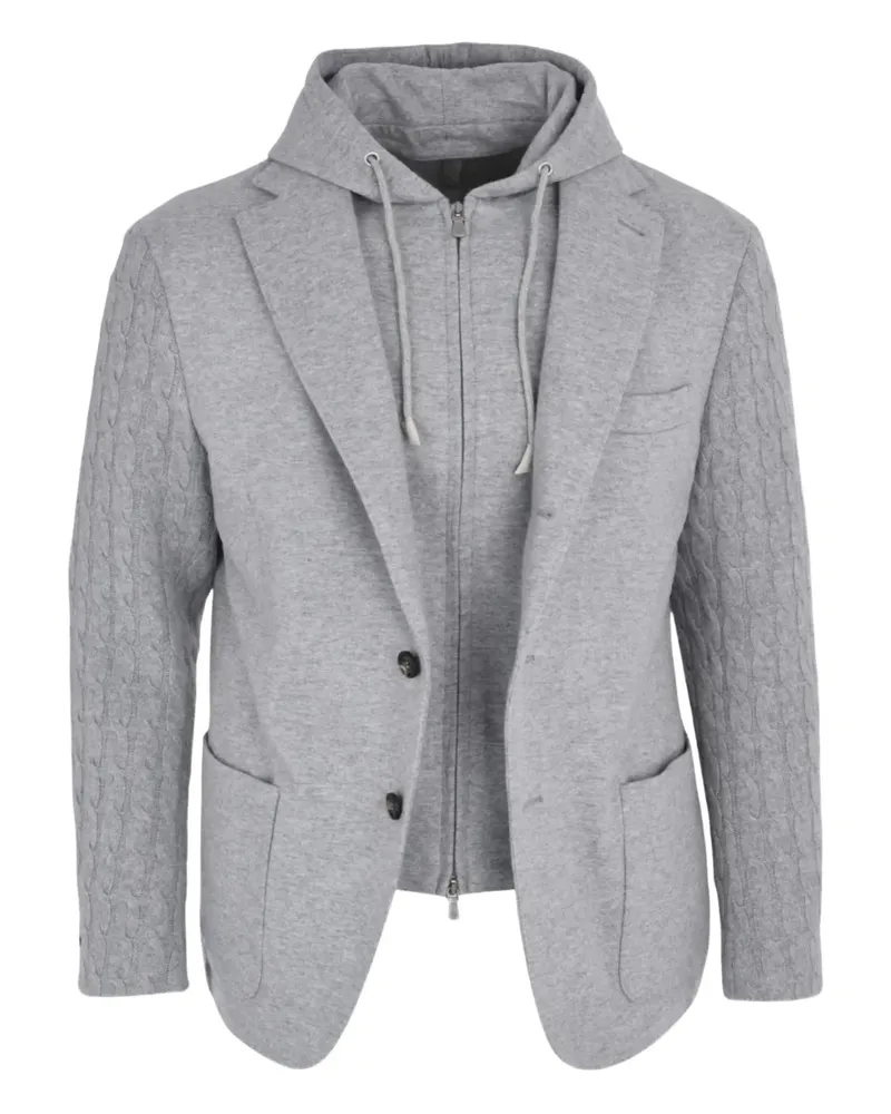 Eleventy layered single-breasted hooded blazer - Grau Grau