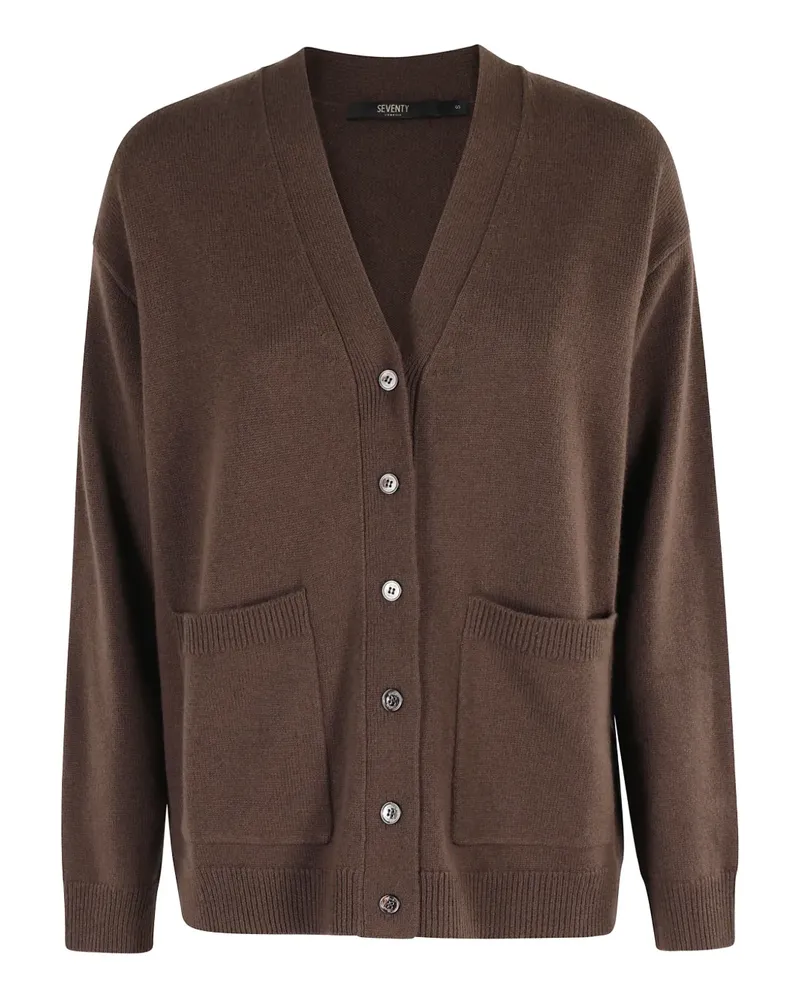 Seventy Cardigan mit V-Ausschnitt - Braun Braun
