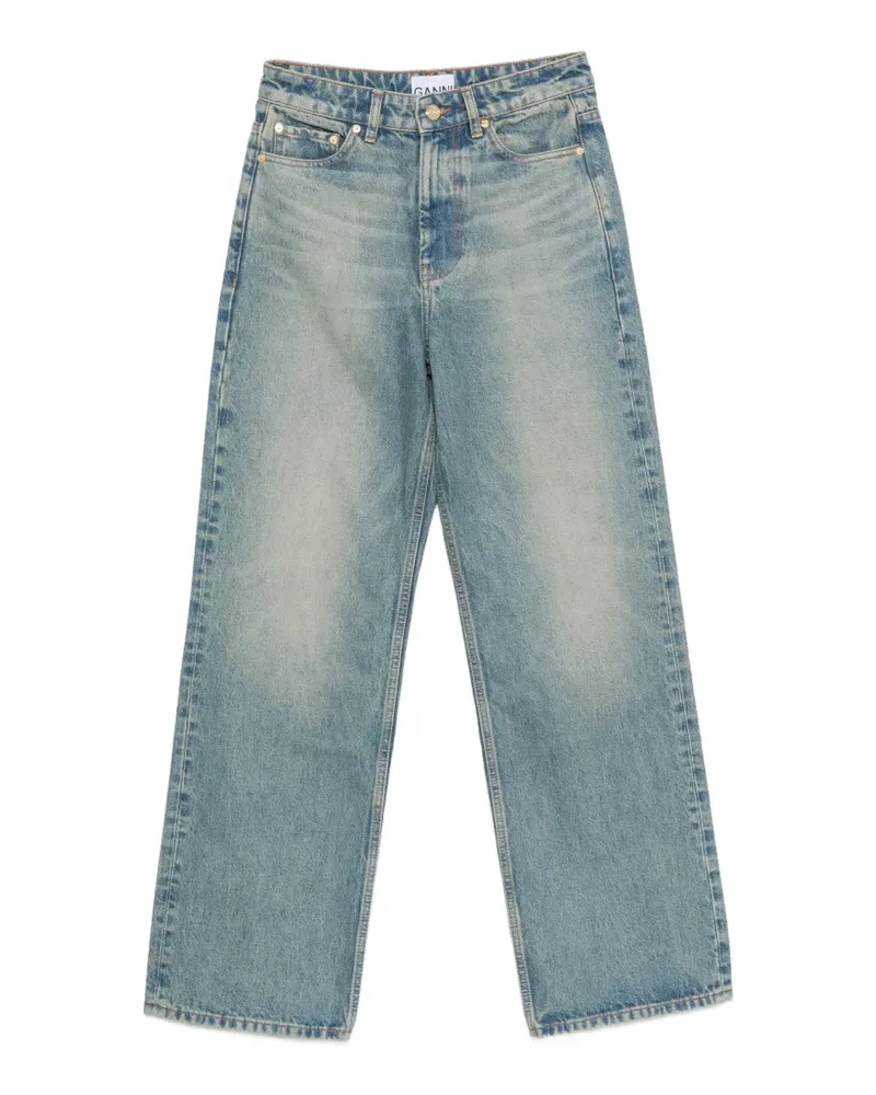Ganni Ausgeblichene Wide-Leg-Jeans - Blau Blau
