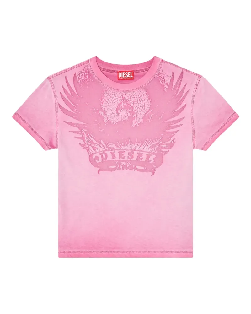 Diesel dévoré-phoenix cover-stitched cotton T-shirt - Rosa Rosa
