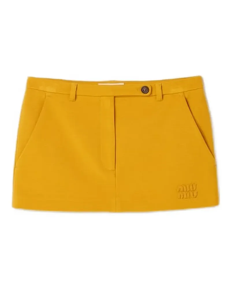 Miu Miu Milano Minirock mit Logo-Patch - Gelb Gelb