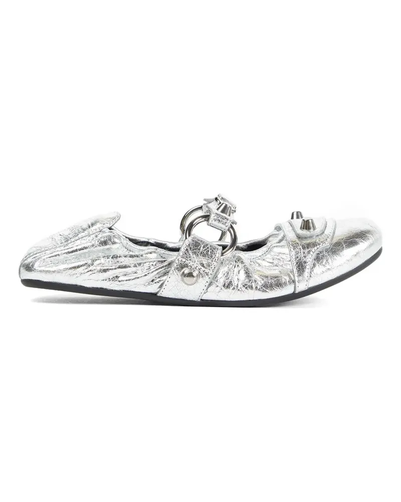 Balenciaga Ballerinas mit Nietenriemen - Silber Silber