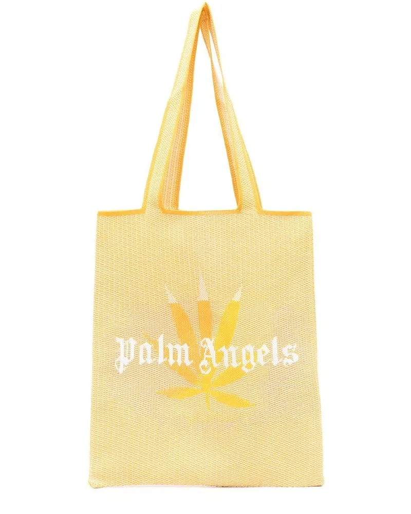 Palm Angels Shopper mit Logo-Print - Gelb Gelb
