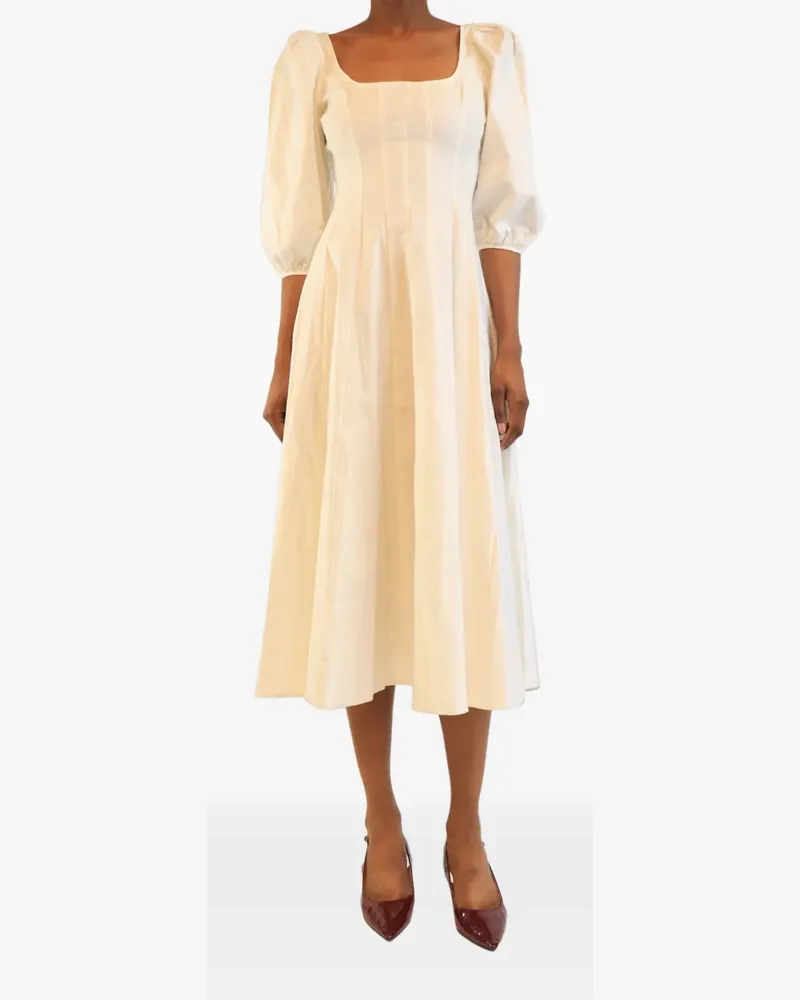 STAUD Swells puff-sleeve midi dress - Weiß Weiß
