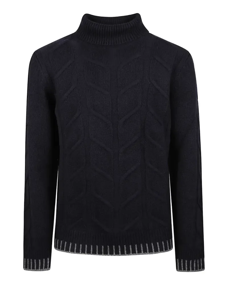 Altea Rollkragenpullover mit Zopfmuster - Blau Blau