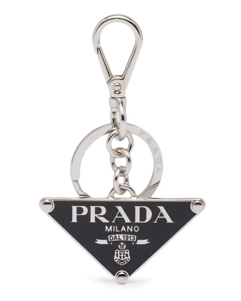 Prada Schlüsselanhänger mit Logo-Schild - Schwarz Schwarz