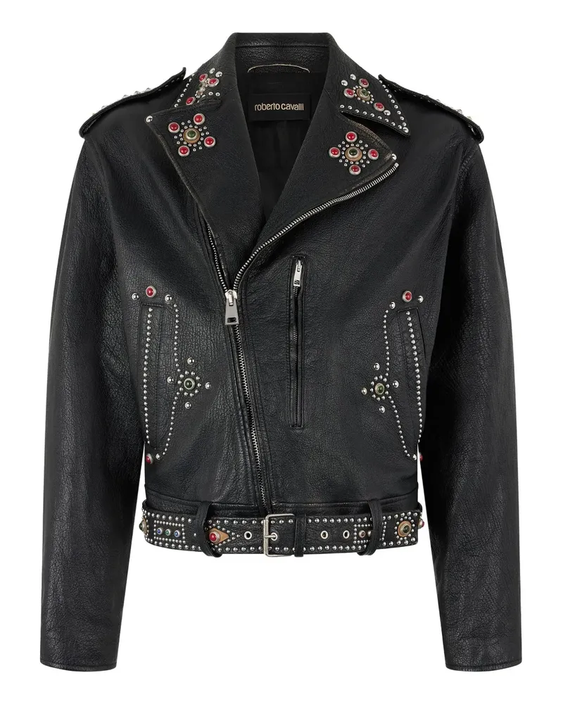 Roberto Cavalli Bikerjacke mit Nieten - Schwarz Schwarz