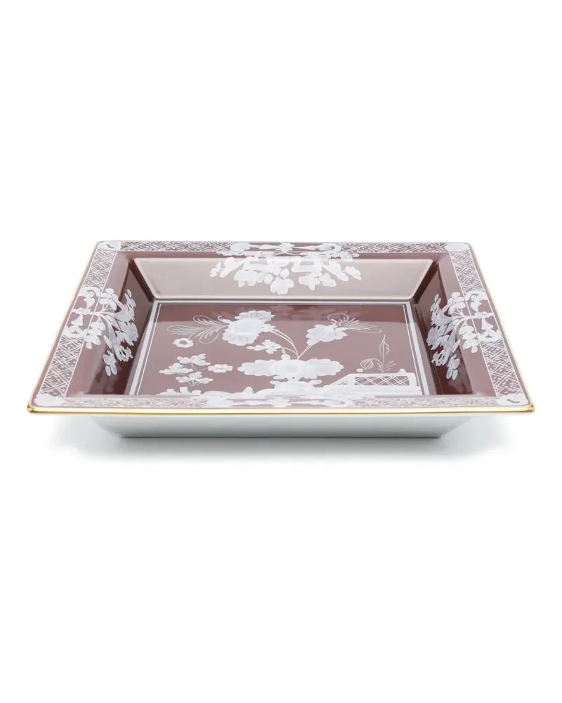 Ginori 1735 Deko-Tablett mit Blumen-Print 24,5cm x 24,5cm - Braun Braun