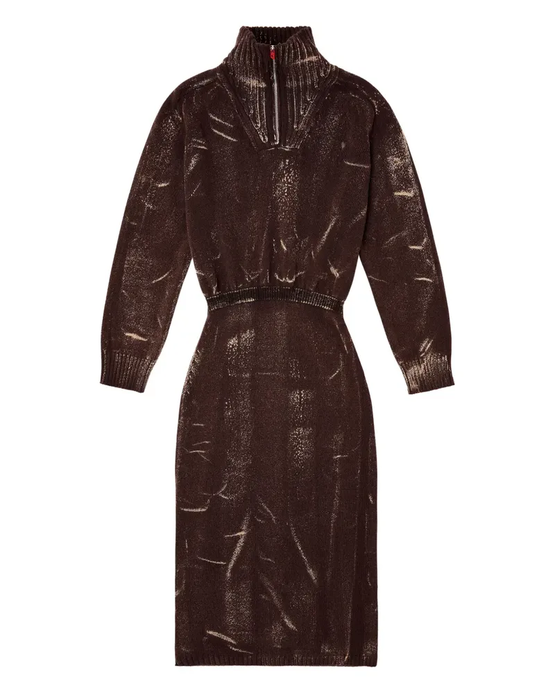 Diesel M-MARCELLE Midikleid mit Rollkragen - Braun Braun