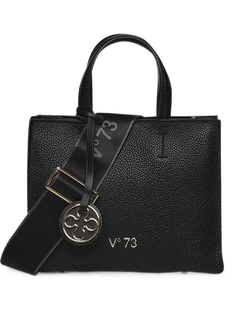 V°73 logo-plaque pebbled tote bag - Schwarz Schwarz