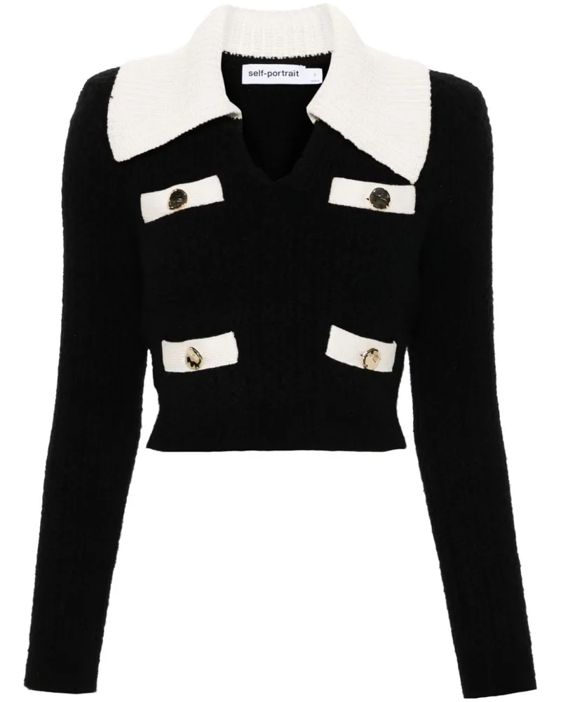 Self-Portrait Cropped-Pullover - Schwarz Schwarz