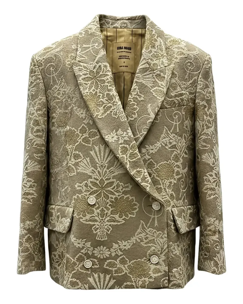 Uma Wang Doppelreihiger Crossword Blazer aus Jacquard - Grün Grün
