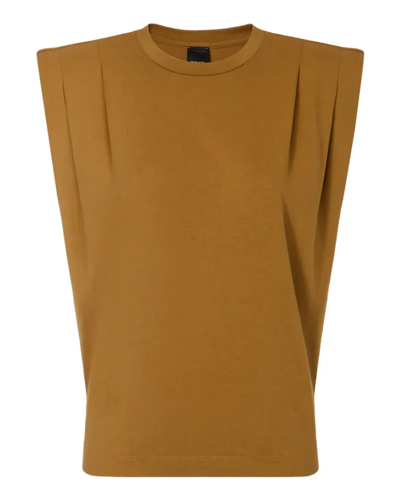 Pinko pleated-detail T-shirt - Braun Braun