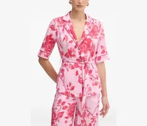 Leinenbluse mit Gürtel - Rosa