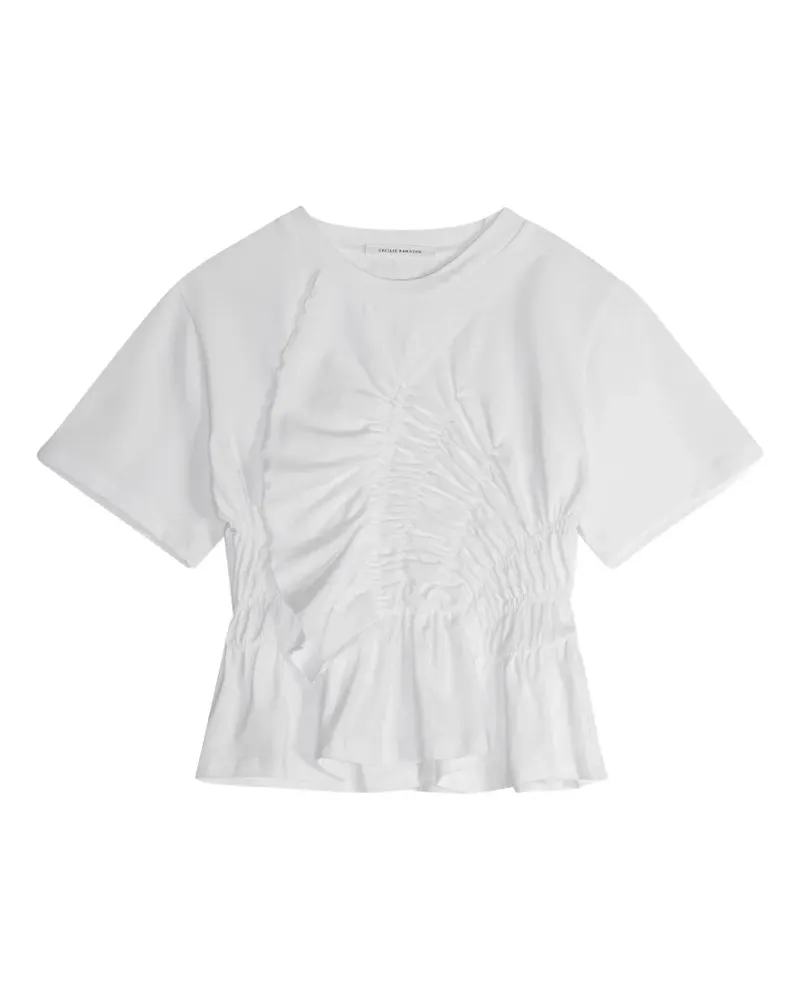 Cecilie Bahnsen Ace T-Shirt mit Schößchen - Weiß Weiß