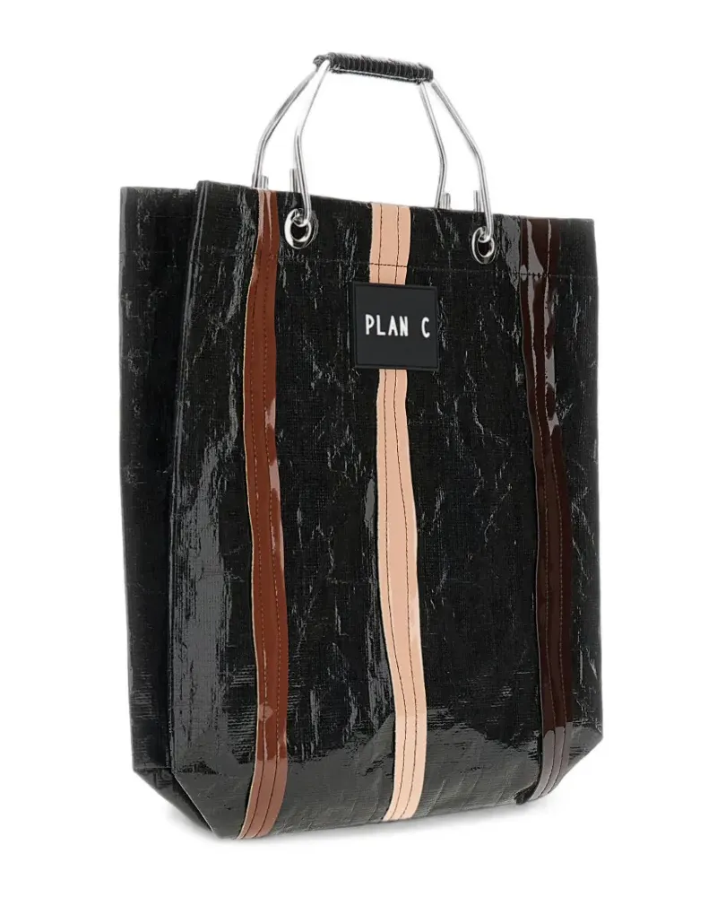 PLAN C stripe-detail tote bag - Schwarz Schwarz