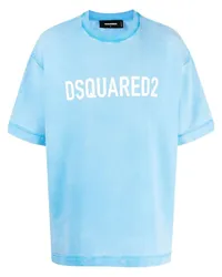 Dsquared2 Kurzärmeliges Sweatshirt mit Logo-Print Blau