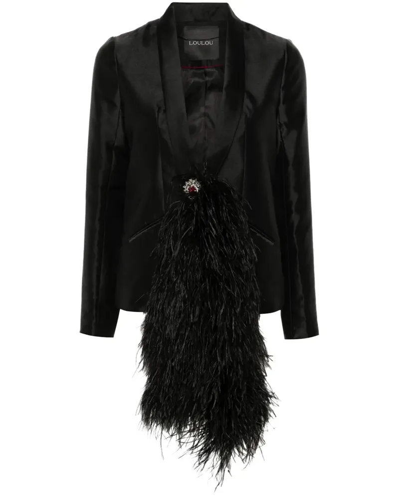 LOULOU Blazer mit Federschärpe - Schwarz Schwarz
