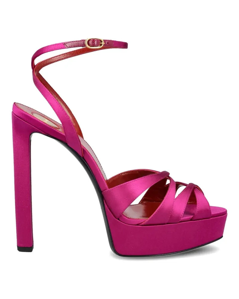Saint Laurent criss-cross platform sandals - Rosa Rosa