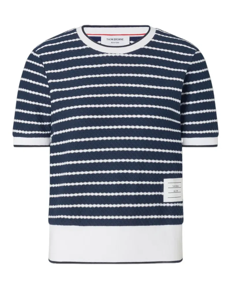 Thom Browne Gestreiftes T-Shirt - Grau Grau