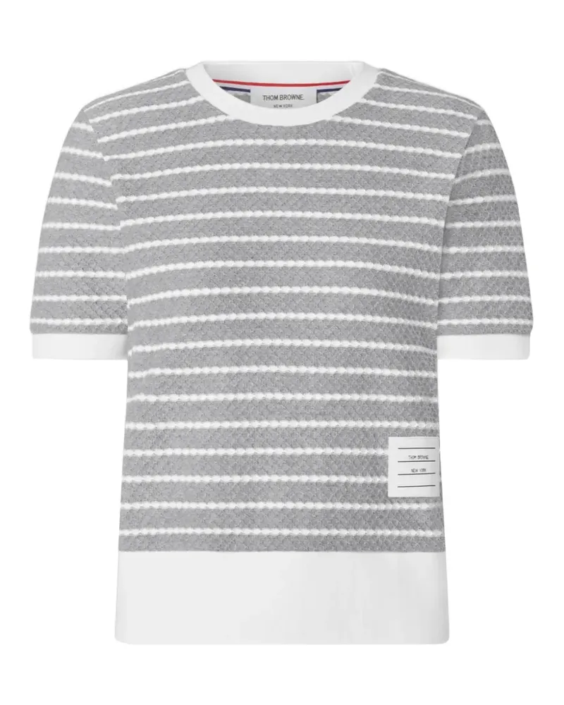 Thom Browne striped honeycomb-rib T-shirt - Grau Grau