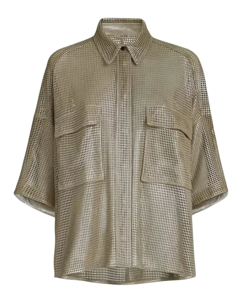 Brunello Cucinelli Hemd aus perforiertem Leder - Nude Nude