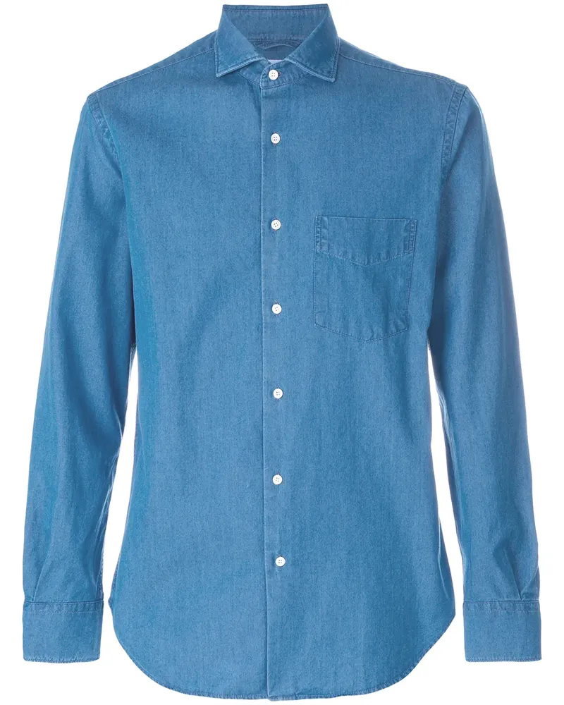 ASPESI Jeanshemd mit Brusttasche - Blau Blau