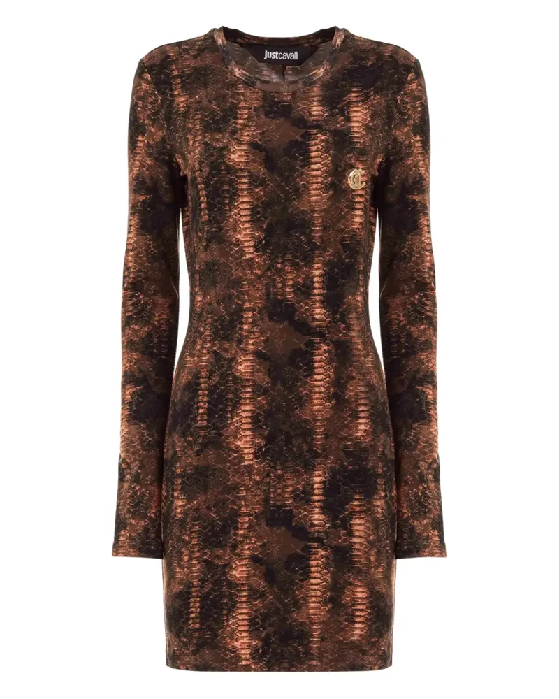Just Cavalli Minikleid mit Schlangenleder-Print - Braun Braun