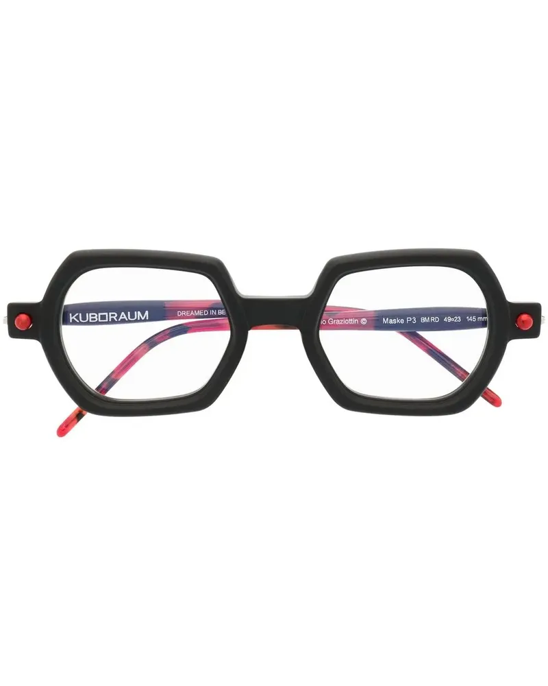 KUBORAUM Eckige Brille mit Batikmuster - Schwarz Schwarz