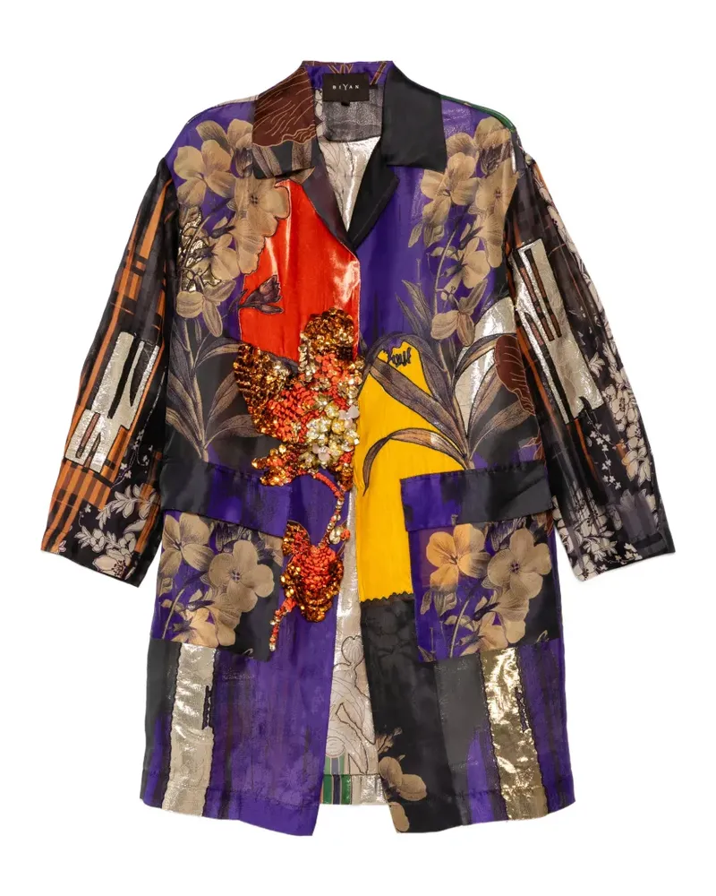 Biyan patchwork organza printed coat - Violett Violett