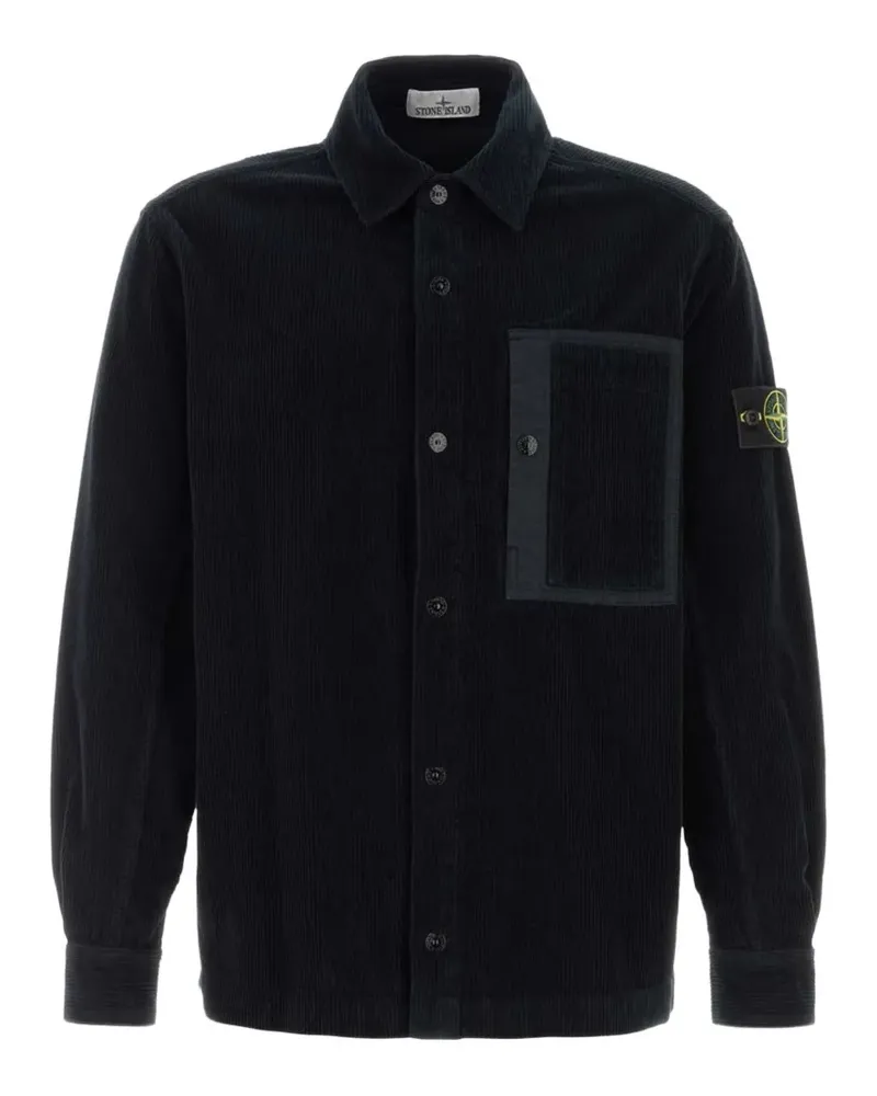 Stone Island 1200016 Hemdjacke aus Bio-Baumwolle - Schwarz Schwarz