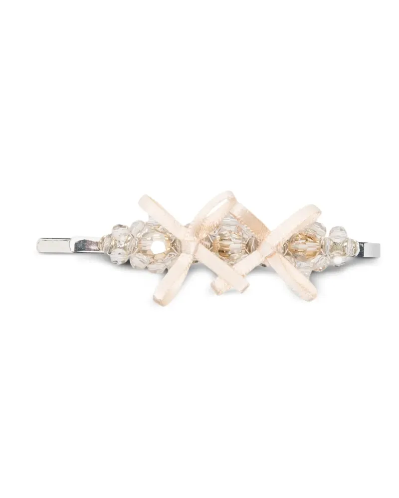 Simone Rocha Haarspange mit kristallverzierter Schleife - Nude Nude