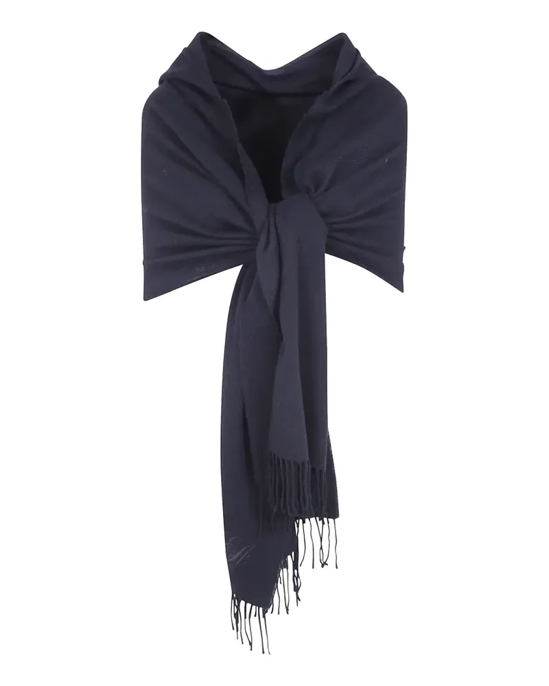 Emporio Armani Kapuzenschal mit Fransen - Schwarz Schwarz