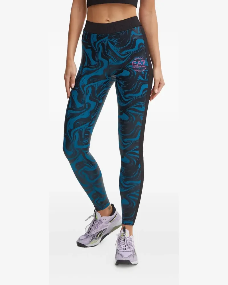 EA7 abstract-print leggings - Blau Blau