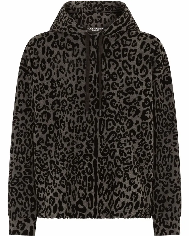 Dolce & Gabbana Hoodie mit Leoparden-Print - Schwarz Schwarz