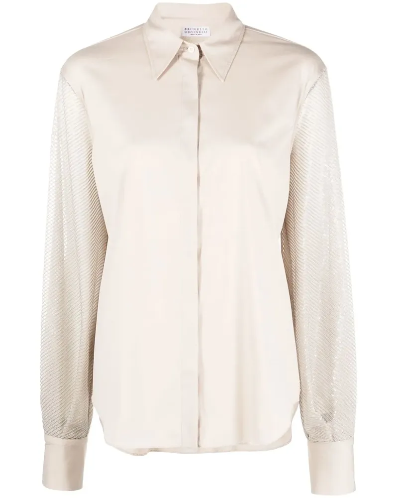 Brunello Cucinelli Bluse mit Kontrastärmeln - Nude Nude