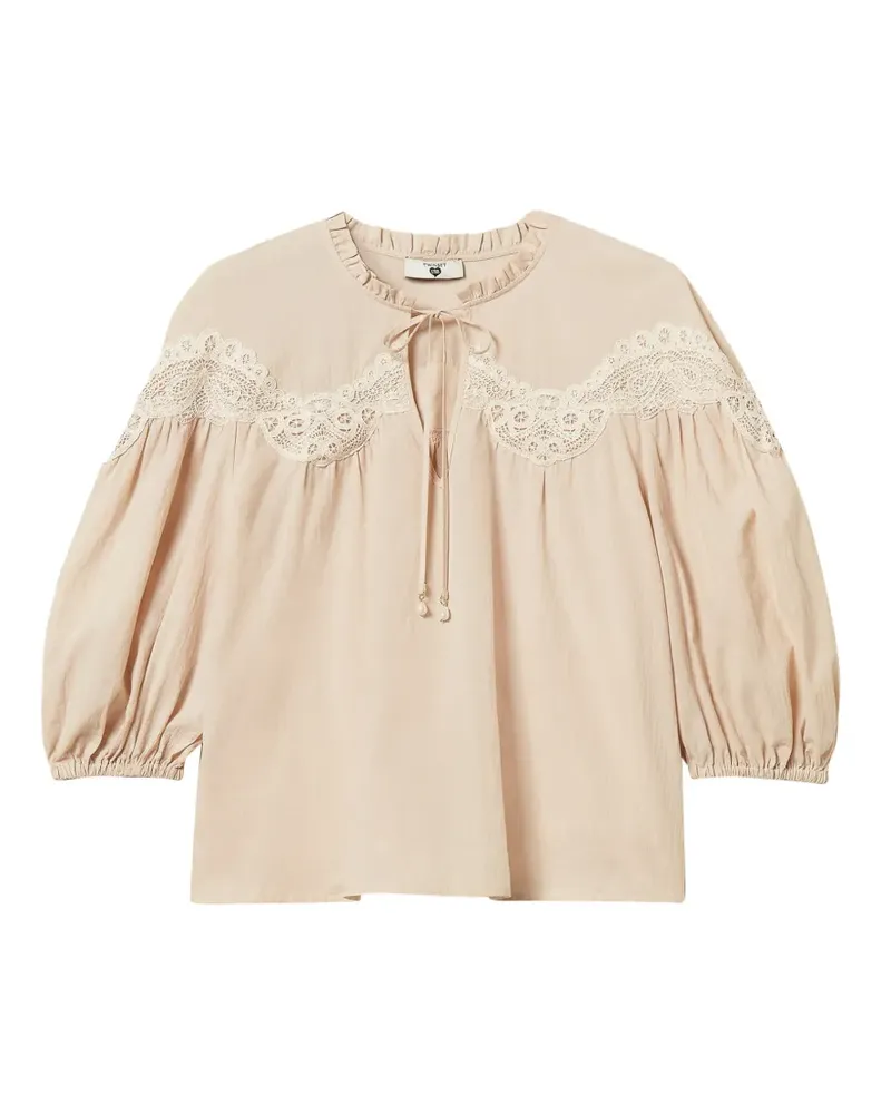 Twin-Set Bluse mit Spitzeneinsätzen - Nude Nude