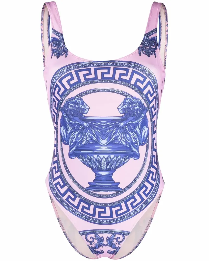 Versace Badeanzug mit Greek Key-Print - Rosa Rosa