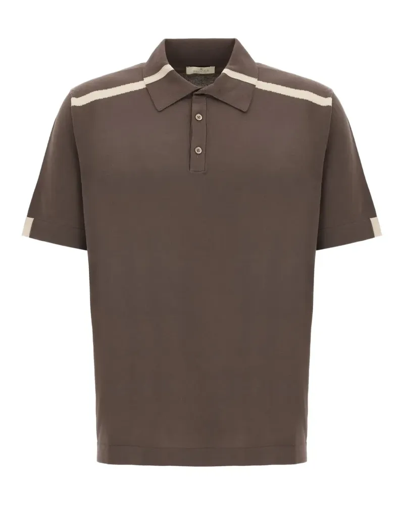 PANICALE Cashmere stripe-detail short-sleeve polo shirt - Braun Braun
