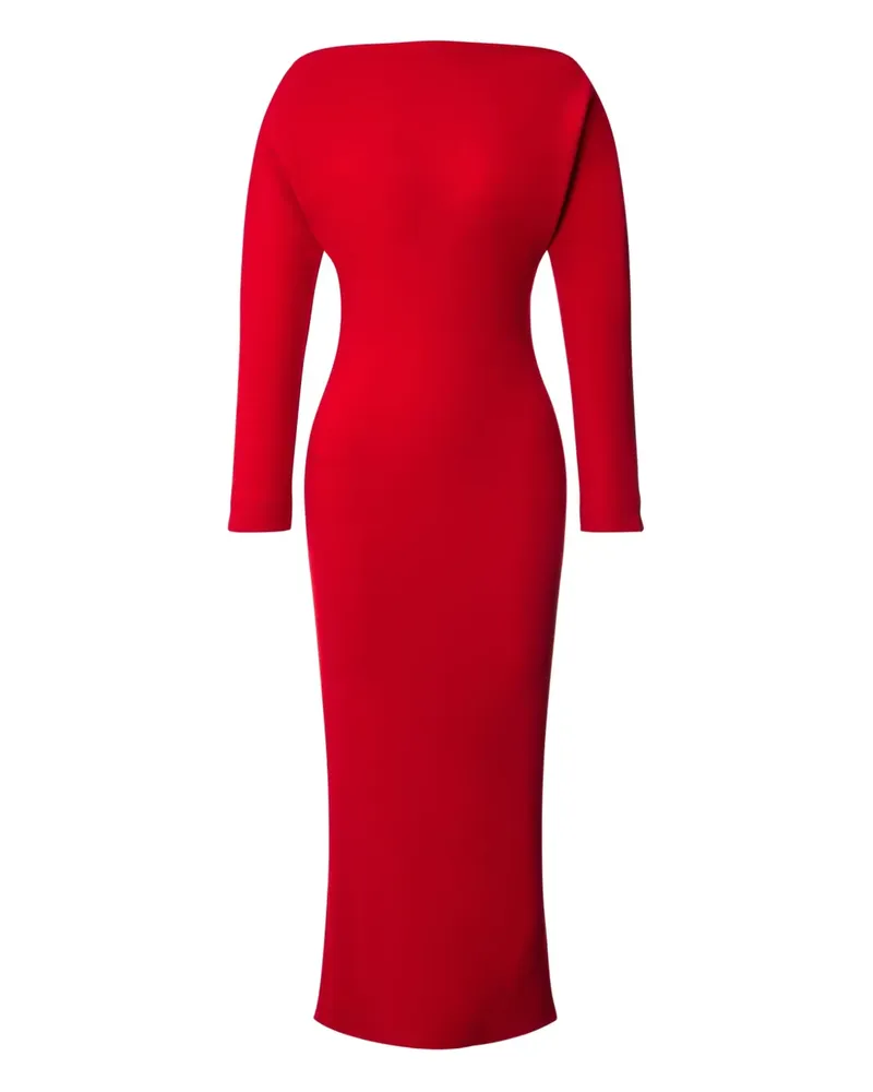 Alberta Ferretti Midikleid mit Schlitzkragen - Rot Rot