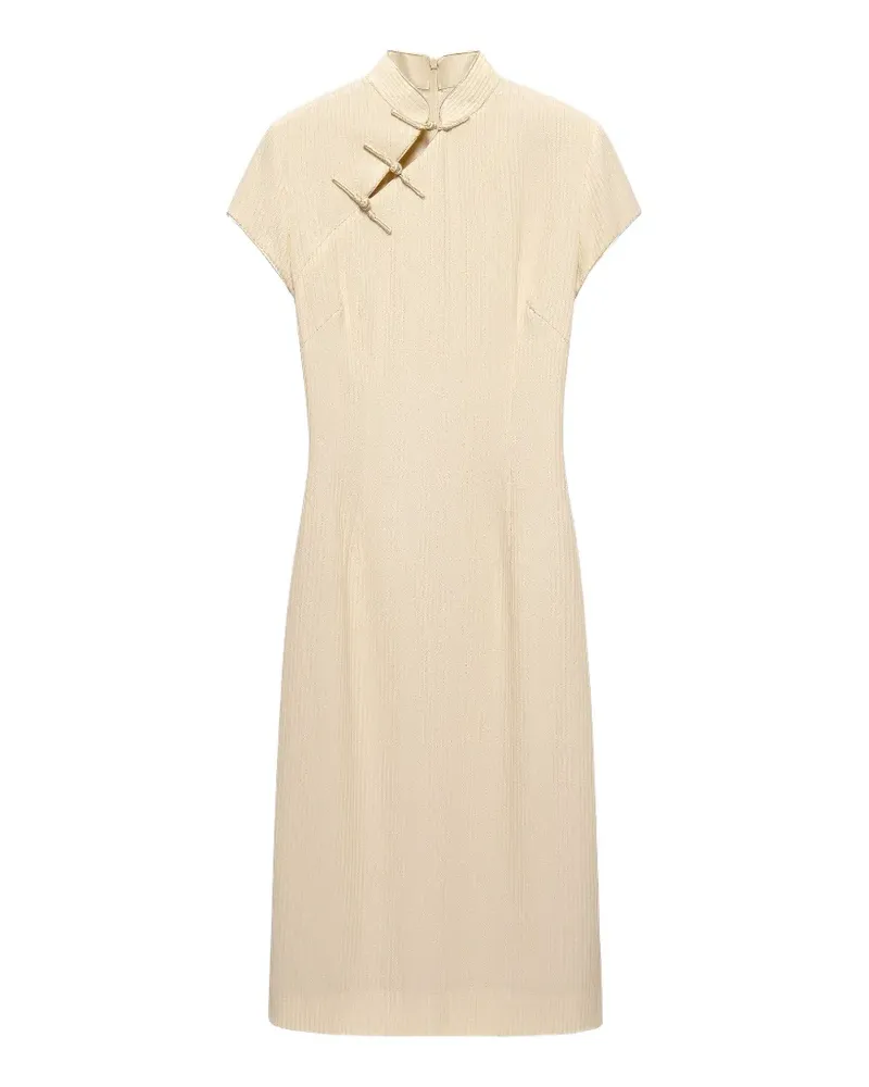 Shanghai Tang Chiffon Qipao Midikleid mit Pailletten - Nude Nude