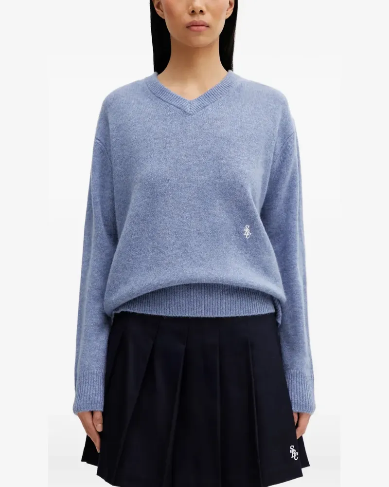 SPORTY & RICH Pullover mit V-Ausschnitt - Blau Blau