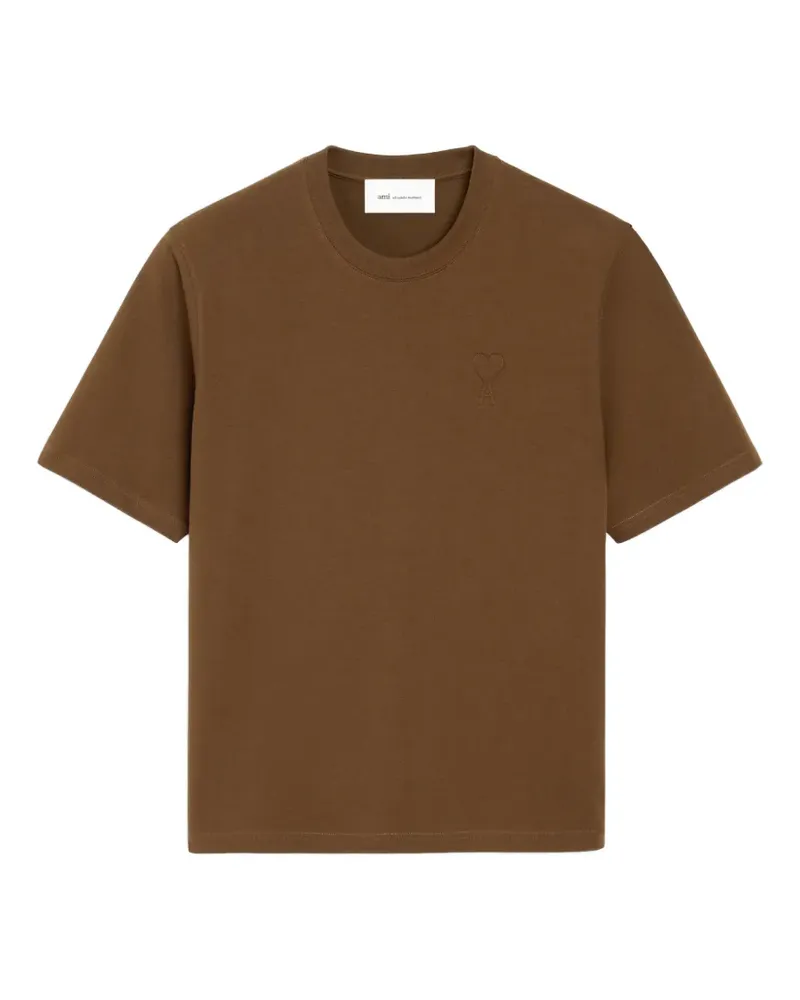 AMI Paris cotton T-shirt with embossed Ami de Coeur - Braun Braun