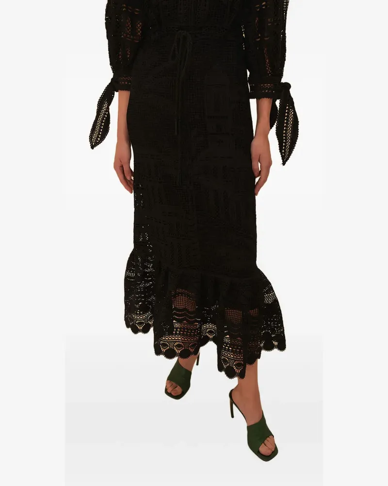 FARM Rio Besticktes Midikleid - Schwarz Schwarz